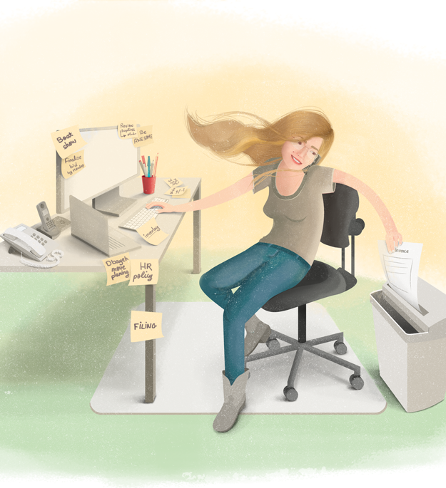 Multitasking woman illustration